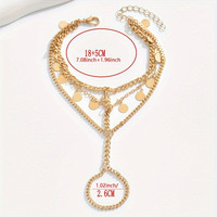 Chaîne de doigt multi-couches en métal pour femme, chaîne épaisse, chaîne de dos de main avec pendentif rond, accessoires, connectant les doigts