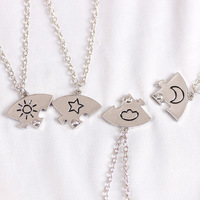 Collier patchwork en acier inoxydable créatif simple mode étoiles lune soleil nuages