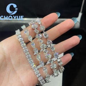 Pulsera de tenis de lujo de plata de ley 925 con moissanita, estilo Iced Out, joyería fina para hombres y mujeres, pasa la prueba del diamante, directo de fábrica - Product Image 1