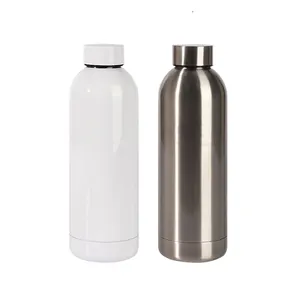 Botellas de agua de sublimación 500ml Frascos de vacío deportivos Vasos de acero inoxidable Tazas para prensa de calor