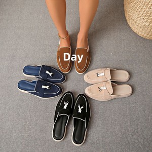 Cross-border Large-size Closed-toe Suede Tassel <b>Women</b> 26 Spring New Arrival Thick-soled Color-block Design European Mule - Product Image 1