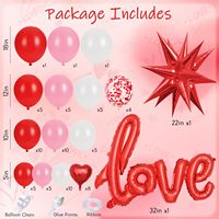 Chaîne d'arche de ballons en latex pour la Saint-Valentin, rouge, rose, blanc, lettres LOVE, ballons en forme de cœur et d'étoile, décoration de fête d'anniversaire de mariage