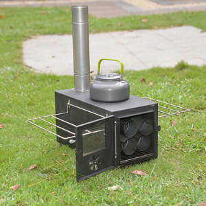 Réchaud de camping portable extérieur à bois, type split noir, avec concentration de chaleur, ustensile de cuisson multifonctionnel - Product Image 2