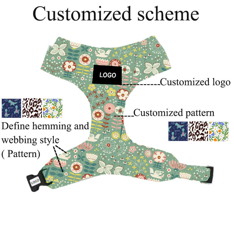 Fashion Printing Pet Harness Set For Dog Quick Release Sustainable