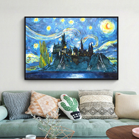 Reproduction de nuit étoilée de qualité muséale faite à la main célèbre paysage peinture à l'huile toile classique Vincent Van Gogh's 'Starry