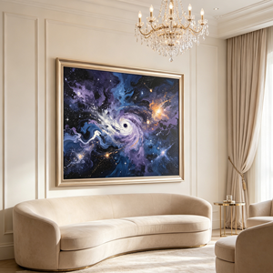 Arte Astronómico Texturizado Art Deco que Representa un Paisaje Celestial con Pinceladas Dinámicas, Nebulosa Fluida y Energía, Altamente Coleccionable - Product Image 4