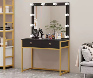 <span class=keywords><strong>Tocador</strong></span> de Dormitorio de Estilo Moderno Personalizado, Espejo Iluminado para Niños, Mesa de <span class=keywords><strong>Maquillaje</strong></span>, Muebles de Almacenamiento, Material de Madera y Hierro - Product Image 2