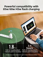 Kabel Pengisian Cepat & Transfer Data US519 Magnetic Type-C untuk 85W PD 3.0 untuk MacBook Air/Pro Notebook (TPE/PVC)