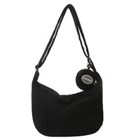 Sac en toile minimaliste uni grande capacité, tendance automne/hiver 2024, style coréen, simple, à bandoulière unique, avec fermeture éclair, petit sac