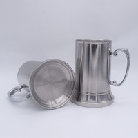 Grande chope à bière en acier inoxydable à double paroi 450/580ml avec laser ou sérigraphie pour le camping, vente en gros