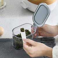 Boîte d'assaisonnement Rectangle carré en plastique Transparent combiner ensemble Pot à condiments bocaux cuillère sans BPA lavable au lave-vaisselle de qualité alimentaire