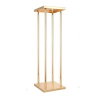 Vase à fleurs carré en acier inoxydable plaqué or personnalisé de 60 cm, centre de table pour la décoration de mariage