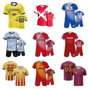 高品質カスタム熱転写プリント100%ポリエステルサッカーユニフォームセット卸売サッカーユニフォームチーム名ロゴスタンド - Product Image 1