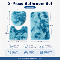 Ensemble de tapis de bain en polyester moelleux de luxe 3 pièces, tapis de salle de bain shaggy, couvre-couvercle de toilette en forme de U, antidérapant, pour usage hôtelier