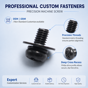 Tornillos SEMS de Cabeza Phillips de Acero al Carbono de Alta Resistencia de 1/4, 5/16 y <span class=keywords><strong>3</strong></span>/<span class=keywords><strong>8</strong></span> Pulgadas con Arandela Doble Preensamblada, Tornillos con Acabado de Óxido Negro - Product Image 3