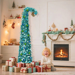 Árbol de Navidad con Cuello Torcido <span class=keywords><strong>y</strong></span> Láser Azul, Decoración Navideña de Pie, Artículo Decorativo para las Fiestas - Product Image 2