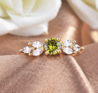 Bague en acier inoxydable de la marque Fanhua, bijoux de mode, étanche, non ternissable, plaquée or 18 carats, zircon vert