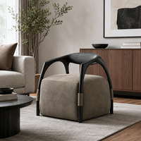 Fauteuil lounge moderne de luxe en bois noir, fauteuil d'appoint suspendu en forme de cube avec structure en chêne cintrée pour projets de villas et d'hôtels
