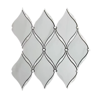 Mosaïque de carreaux de marbre blanc de Thassos moderne, motif floral en parquet, finition nacrée, épaisseur 8 mm, pour murs intérieurs d'hôtels, garantie 2 ans