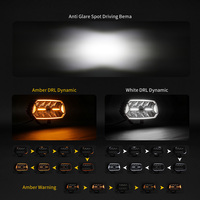 Phare de travail LED 10 pouces 102W IP68, double couleur blanc/ambre, à flux dynamique, pour Jeep, UTV, camion