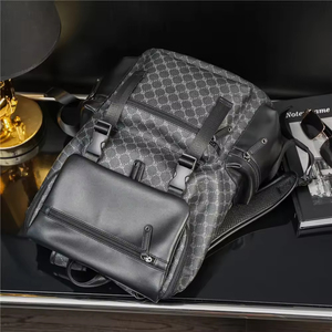 Fashion PU Laptop <b>Backpack</b> Waterproof Minimalist Panelled Nylon Lining Unisex Travel School Bag - Product Image 6