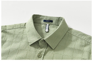 Camisa de lino a rayas florales informal de diseño Premium para hombre, tela de punto transpirable de algodón puro, colección de verano holgada de manga larga - Product Image 6