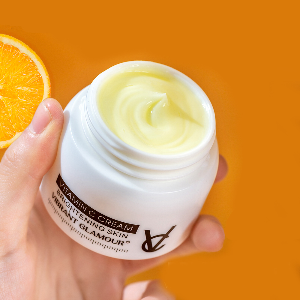 VIBRANT GLAMOUR Vitamin C Whitening Cream Essence VC Cream Freckle Blemish Brighten Moisturizing Hyaluronic Face Cream
