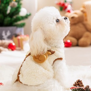 Pet Fleece Coat Christmas Reindeer Santa Design For Cats <b>Dogs</b> Small Pets Warm Winter Wear Brown Green Cute Animal Pattern - Product Image 3