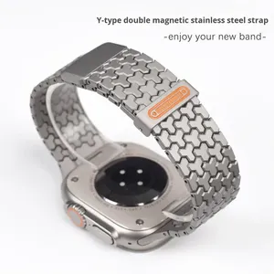 Bracelet à maillons en acier inoxydable à libération rapide pour Apple Watch toutes séries 10 11 46 mm 42 mm Ultra 49 mm, bracelet magnétique en métal - Product Image 6