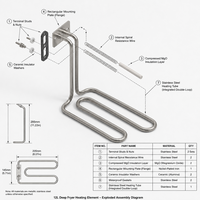 Élément chauffant pour friteuse 3,2 kW 220 V, chauffage tubulaire en acier inoxydable 415x170 mm pour pièces de friteuse électrique commerciale 12 L