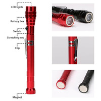 Outil de ramassage télescopique stylo de poche lampe de poche en aluminium 3 LED Inspection flexible torche magnétique lampe à led de travail