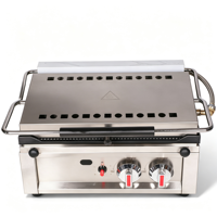 Gril de restaurant professionnel en acier inoxydable de qualité supérieure, double alimentation gaz et électrique, pour steaks, barbecues, sandwichs et paninis