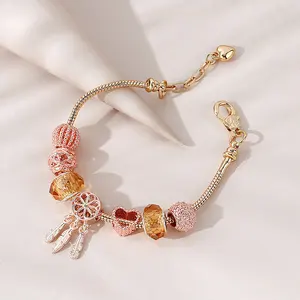 Wholesale Trend Diy Personalized Beaded Bracelet Fashion Hollow Crystal Heart Lantern Pearl Bracelet