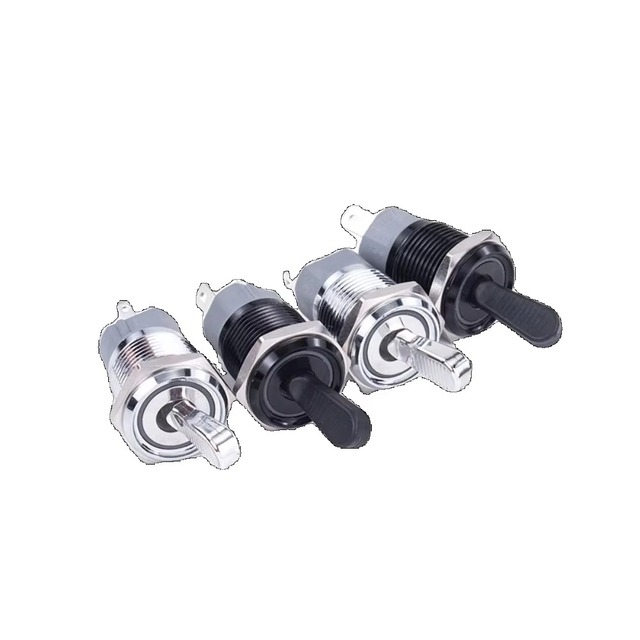 16mm Metal Toggle Rainproof Switch 2nd Gear with Light Lever Type Self-locking Rocker Arm Toggle Button Dual Color Button Switch