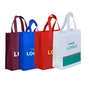 Vente en gros bon marché sac cabas non tissé promotionnel réutilisable avec logo personnalisé imprimé par ultrasons thermoscellé shopping