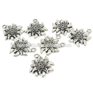 Bán Buôn Đức Dirndl Antique Bạc Edelweiss Flower Charms Mặt Dây Hạt Cho Trang Sức Làm Phát Hiện Charm Cho Oktoberfest