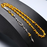 Tasbih de Prière Musulman en Résine Couleur Ambre avec Insecte Véritable, Misbaha Islamique Mode 33 Perles, Accessoire Turc Trabizon