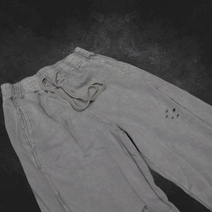 Men's Gray Vintage Distressed Sweatpants <b>Drawstring</b> Cotton <b>Trousers</b> Heavyweight Casual Streetwear Pants - Product Image 5