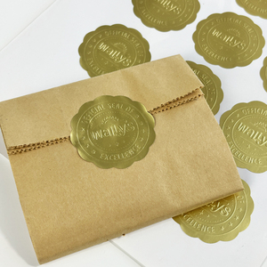 Étiquettes d'emballage personnalisées Autocollants en relief en feuille d'or Autocollants de logo imprimés sur feuille pour enveloppes - Product Image 4