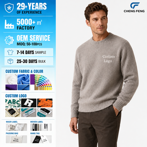 Maglione da Uomo Personalizzato <span class=keywords><strong>in</strong></span> Maglia Morbida a Pelo Lungo, Girocollo, Pullover OEM ODM, MOQ Basso, Caldo e Accogliente per l'Inverno - Product Image 3