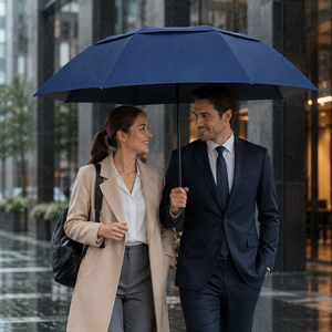 Parapluie professionnel à logo personnalisé, double couche, ventilé, pliable en 2 sections, imperméable, entièrement automatique, protection UV UPF50+, diamètre 125 cm - Product Image 4
