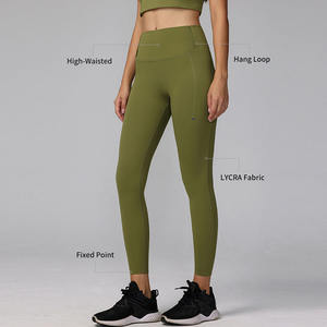 Pantalons de yoga sportifs taille haute pour femmes Poche latérale Motif uni Pas de lignes gênantes Fesses relevées Leggings de yoga fitness - Product Image 1