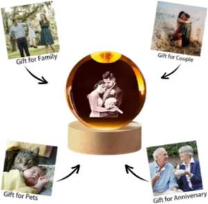 Boule de cristal photo <span class=keywords><strong>3D</strong></span> personnalisée, cadre photo LED, cadeau de naissance/Noël/mariage/anniversaire - Product Image 4