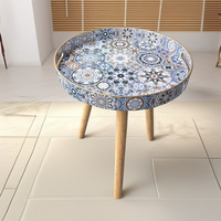 Table d'appoint de style bohème moderne avec pieds amovibles en bois de 40cm, petite table à café ou à thé pour le salon