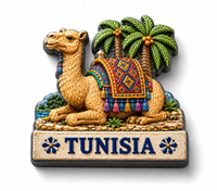 Aimant de réfrigérateur en résine, directement de l'usine, représentant la Tunisie, avec des paysages côtiers et du déserts célèbres d'Afrique du Nord, aimant commémoratif de voyage