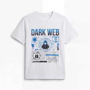 เสื้อยืดแขนสั้นพิมพ์ลายกราฟิกทรงปกติสำหรับผู้ชาย OEM ODM สีขาว ลาย Dark Web Cyber Security Tech ผ้าฝ้ายลำลอง - Product Image 5