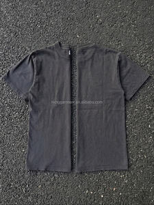 T-shirt col rond 100% coton pour homme, t-shirt personnalisé effet délavé, t-shirt uni de haute qualité - Product Image 3