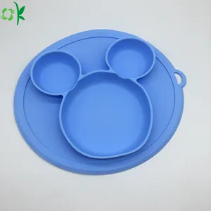 Oksilicone - Tigela de silicone para bebês, prato de silicone com design minimalista e formato de Mickey, fácil de limpar, ideal para jantar, para bebês