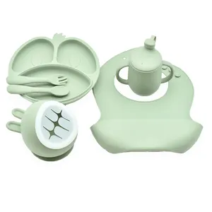 Set Food Grade Good Price Innovations Good Price Silicone Baby Feeding Set Grey Baby Kids