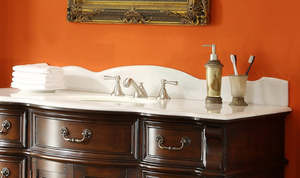 Mobile <span class=keywords><strong>Bagno</strong></span> Contemporaneo Guanda 50 Pollici in Legno Massello e MDF Ecologico Durevole con Top in Marmo da 18mm e Lavabo Singolo in Ceramica CUPC - Product Image 6